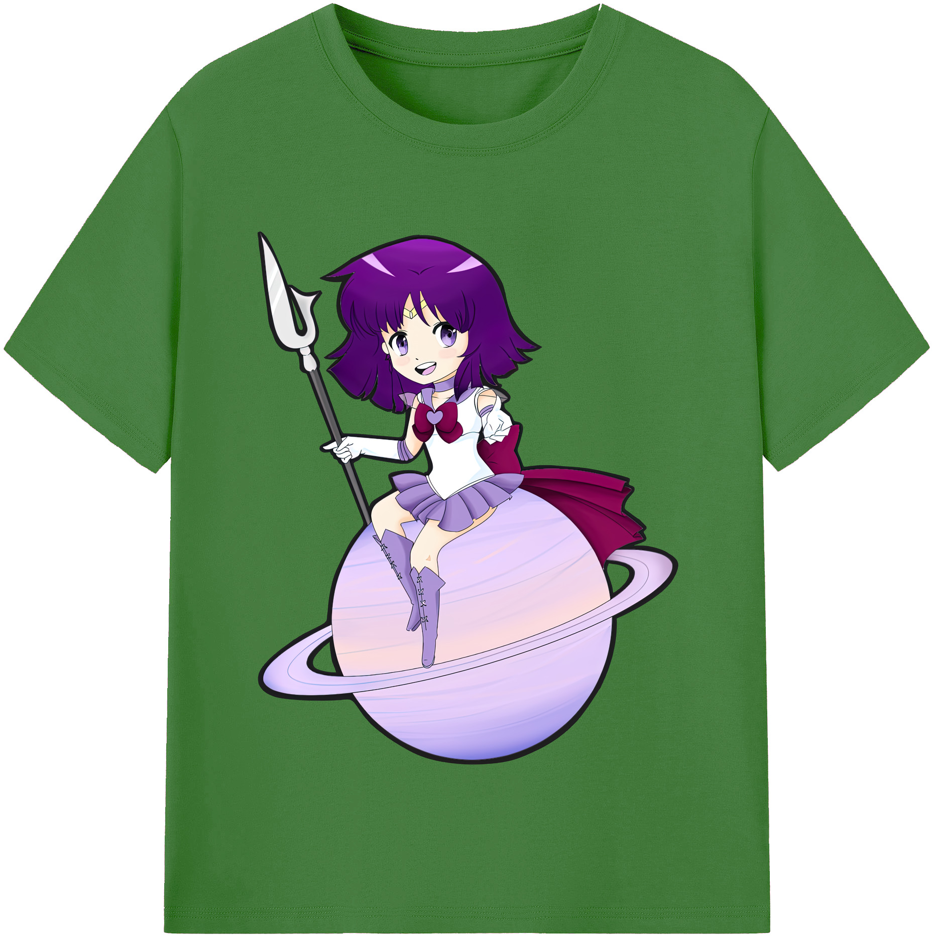 （画像用） 美少女戦士セーラームーン 土萠ほたる Sailor Moon Tomoe Hotaru （セーラーサターン；Sailor Saturn） レディースカジュアルプリントTシャツ（綿100％）